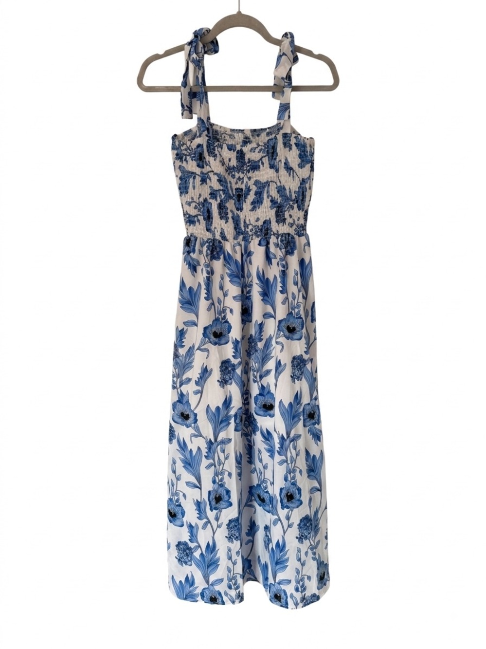 Blue Floral Tie-Shoulder Sundress